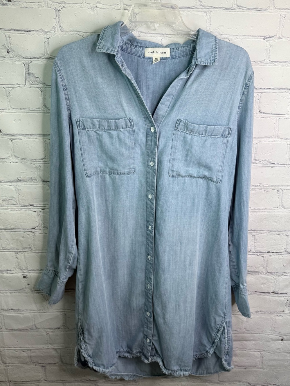 Cloth & Stone Chambray Blue Button Front Shirt Dress Medium